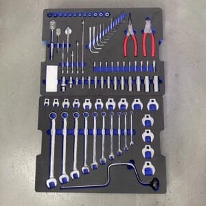 Custom foam insert for spanners and pliers tool set