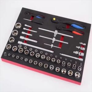 Foam insert for socket wrench tool kit layout