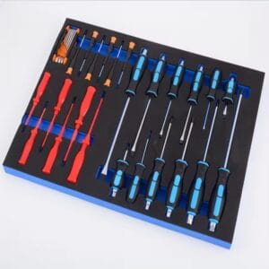 Foam insert for screwdriver and tool set arrangement