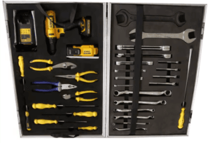 Custom foam insert for power tools and hand tools kit