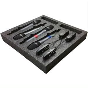 Custom foam tool insert for audio equipment with precision cut compartments
