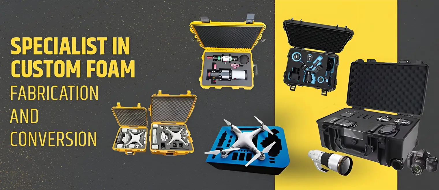custom foam inserts for cameras lenses drones and equipment protection cases | Foamkart
